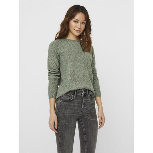 Vero Moda - Pull en maille Col rond Manches longues vert Zola - Pull, Gilet femme