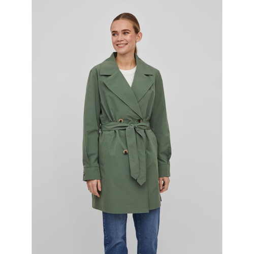 Trench coat ceinture à la taille col italien vert foncé Vila Mode femme