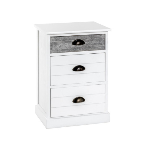 3S. x Home - commode en bois massif laqué blanc avec 3 tiroirs - Dressing Et Rangement Design
