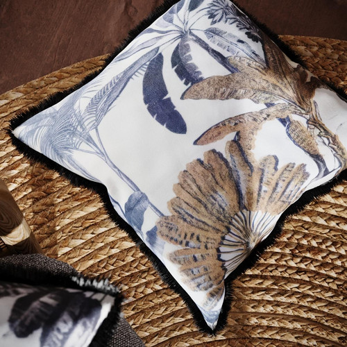 Coussin motif palmier bicolore déhoussable Kobé avec rembourrage en mousse Multicolore POTIRON PARIS Linge de maison