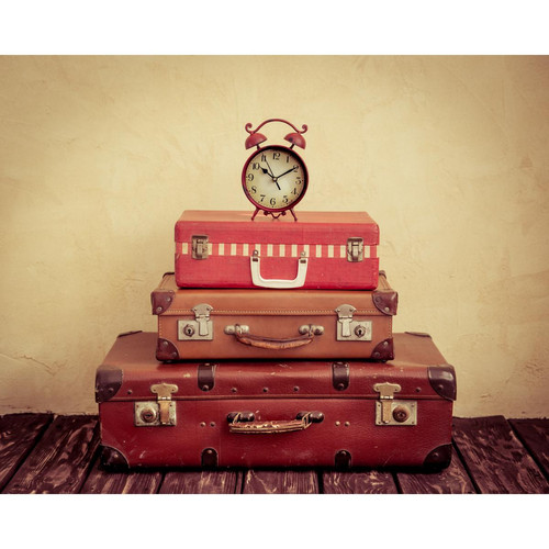 3S. x Home - Tableau Voyage Suitcases Travel 50x50 - Décoration Murale Design