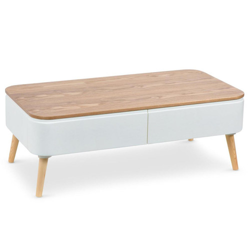 3S. x Home - Table Basse Scandinave Bois Blanc ACHUMAWI - Table Basse Design