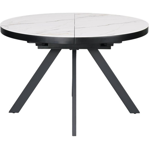3S. x Home - Table de repas ronde plateau céramique  - Table basse blanche design