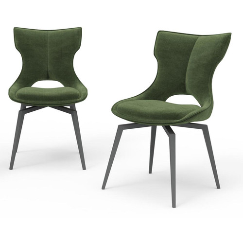 3S. x Home - Lot de 2 Chaises  Monica Vert  - Chaise Et Tabouret Et Banc Design