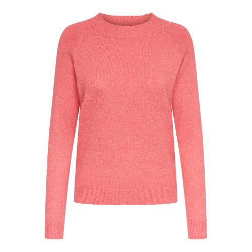 Only - Pull en maille col rond col rond corail - Vetements femme orange