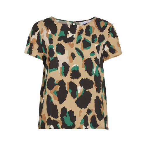 T-shirt col rond manches courtes turquoise en viscose Vila Mode femme
