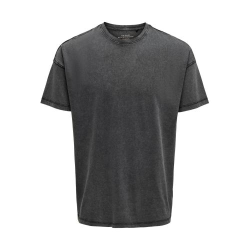 Only - T-shirt oversize fit col rond épaules tombantes manches courtes noir - T shirts noir