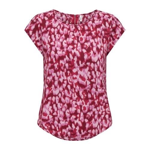 Only - Top col rond manches courtes rouge foncé - Only