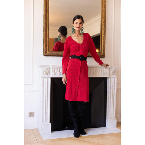 3S. x Réédition - Robe longue dos V Damienne - Robes longues femme rouge