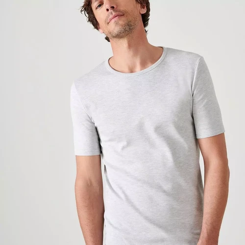 Damart - Tee-shirt manches courtes en mailles gris - Vêtement homme