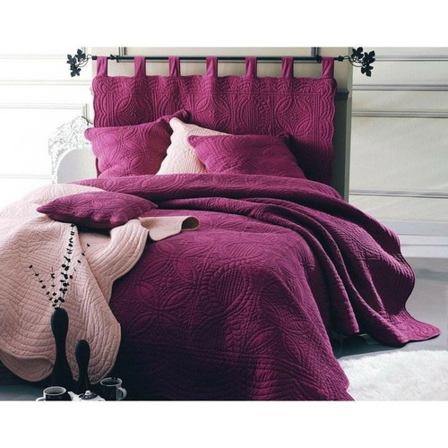 Becquet - Boutis ou couvre lit uni coton Becquet - Rouge - Couvre lits jetes de lit 250 x 250 cm