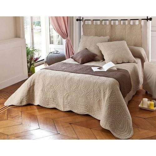Becquet - Boutis ou couvre lit uni coton Becquet - Beige - Couvre lits jetes de lit 250 x 250 cm