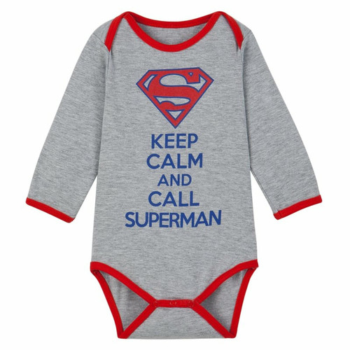 Superman - Body à manches longues bébé garçon imprimé Superman - Gris - La mode enfant