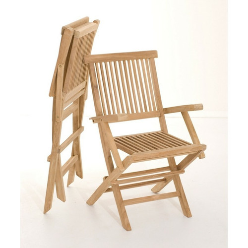 Macabane - Lot de 2 fauteuils pliants en teck massif Java - Teck - Fauteuil De Jardin Design