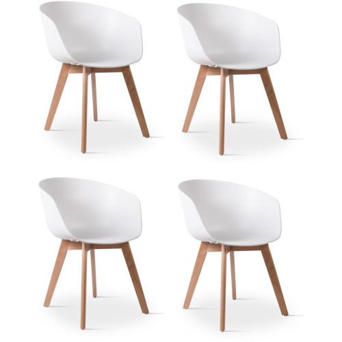 3S. x Home - Lot de 4 chaises scandinaves pieds en bois Blanc  - 3S. x Home meuble & déco