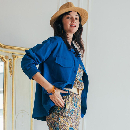 Veste Saharienne en coton Franz Réédition bleu 3S. x Réédition Mode femme