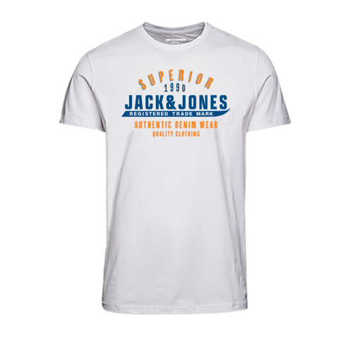 Jack & Jones - T-shirt Standard Fit Col ras du cou Manches courtes Blanc en coton Ivan - T-shirt / Polo homme