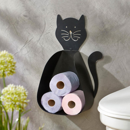 Becquet - Range papier toilette en métal Chat noir - Becquet