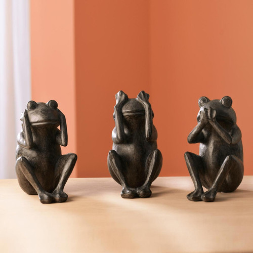 Becquet - Set de 3 statuettes grenouilles noir - Objets Déco Design