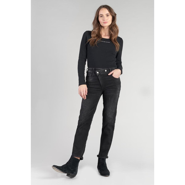 Jeans push-up regular, droit taille haute PULP, 7/8ème noir en coton Jean droit femme