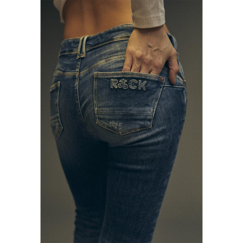 Le Temps des Cerises - Jeans push-up slim PULP, 7/8ème bleu en coton Sloan - Promo Jean