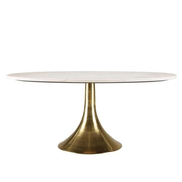 Table basse plateau marbre avec pied évasé doré JAMES  MACABANE