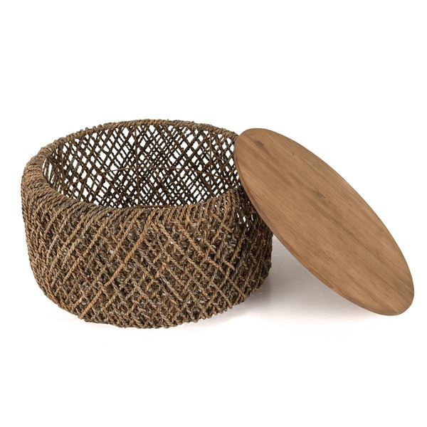 Table basse ronde 70x70cm en tissage de fibre de cocotier  MACABANE