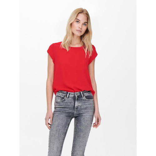 Only - Top Col rond Manches courtes rouge Adele - Only