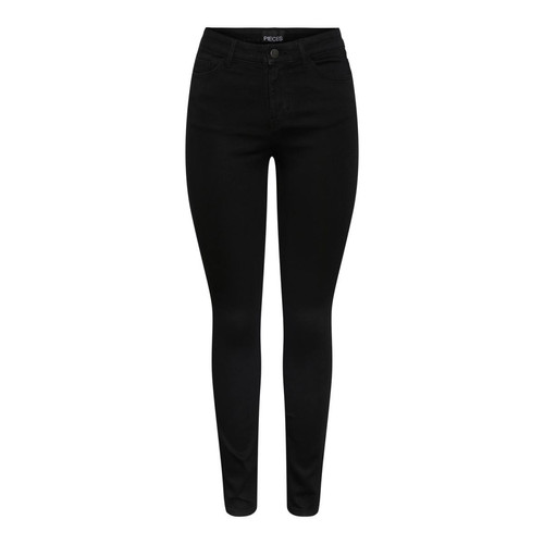 Pieces - Jean skinny fit noir en coton Trix - Jean slim femme