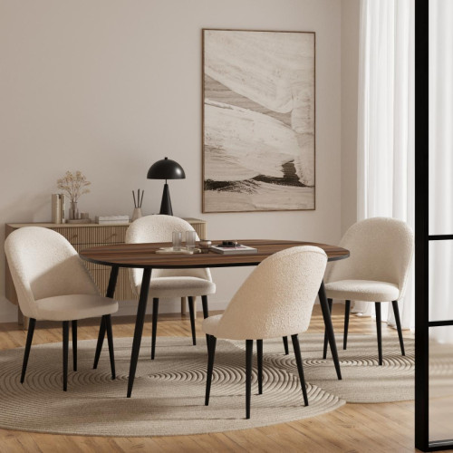 POTIRON PARIS - Table ovale design vintage en bois  - Promos salon et salle à manger